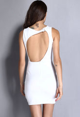 Mesh Cutout Sleeveless White Mini Dress