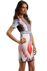 Kaamastra Peach Ballerina Diamond Print Dress