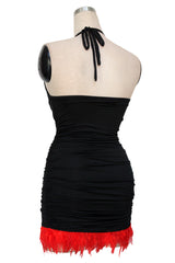 Kaamastra Red & Black Sleeveless Halter Neck Mini Dress