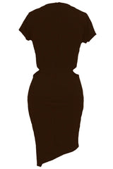 Kaamastra Sexy Asymmetrical Cut out Brown Slash Dress