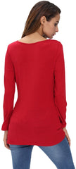 Kaamastra Red Party Regular Sleeve Solid Women Top