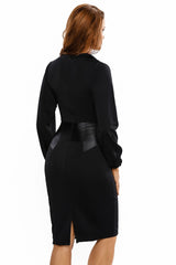 Kaamastra Black Full Sleeve A-Line Bodycon Dress