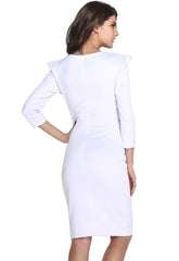 Kaamastra Shrug Mesh Stitching White Midi Dress