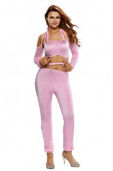 Kaamastra Purple Neck Tie Cut-out Jumpsuit