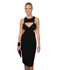 Kaamastra Sexy Cut-out Little Black Midi Dress