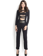 Kaamastra Woman's Black Cut-out Front Jumpsuit