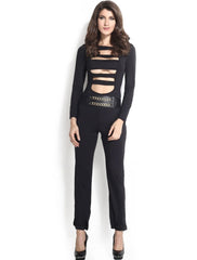 Kaamastra Woman's  Black Cut-out Front Jumpsuit