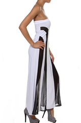 Kaamastra Strapless Mesh Insert Convertible Maxi Dress