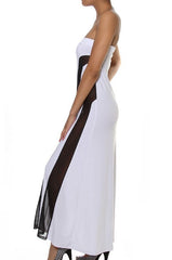 Kaamastra Strapless Mesh Insert Convertible Maxi Dress