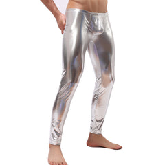 Sexy Latex Men Pants Silver