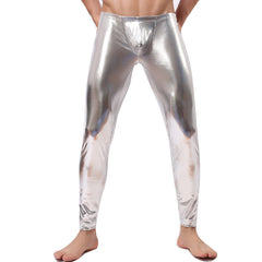 Kaamastras Sexy Latex Men Pants Silver