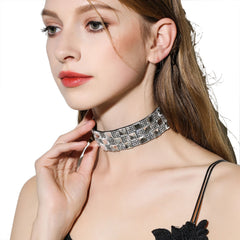 Kaamastra Rhinestone Choker 3 Lines