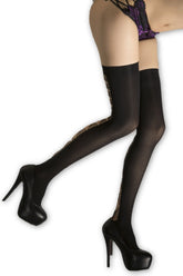 Kaamastra Diamond Net Criss Cross Leg Stocking Stocking with Thong