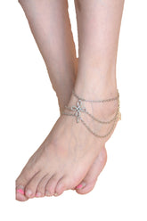 Kaamastra Beach Fringed Chinese Knot Multilayer Ankle Bracelet