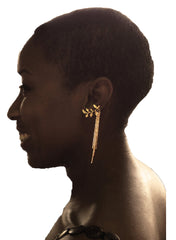 Kaamastra Gold leaf tassel earrings  Gold
