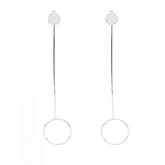 Kaamastra Silver Minimalist Metal Ring Drop Earrings