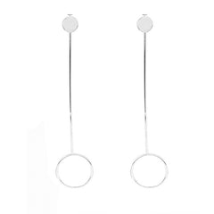 Kaamastra Silver Minimalist Metal Ring Drop Earrings