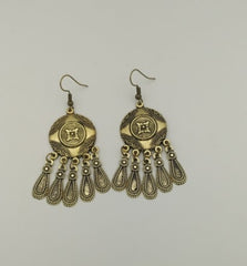 Kaamastra Bohemian Geometrical water droplets tassel earrings - Gold