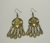 Kaamastra Bohemian Geometrical water droplets tassel earrings - Gold