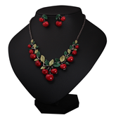 Kaamastra Equisite Enameled Cherry necklace -Red