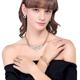 Kaamastra Crystal bride Gold Plated Bib Necklace Jewellery