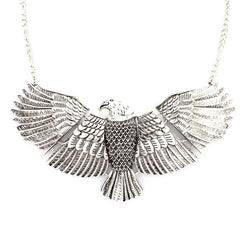 Kaamastra VINTAGE PERSONALITY EAGLE STATEMENT NECKLACE For Men & Women (Silver)