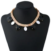 Kaamastra Geometric Triangle Gemstone Statement Necklace -Gold
