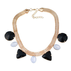 Kaamastra Geometric Triangle Gemstone Statement Necklace -Gold