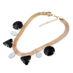 Kaamastra Geometric Triangle Gemstone Statement Necklace -Gold