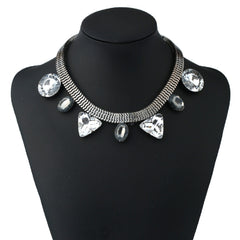 Kaamastra Geometric Triangle Gemstone Statement Necklace silver