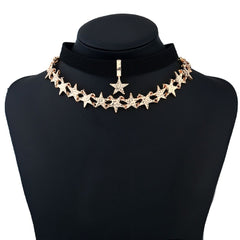 Kaamastra Double Layer Gothic Choker Necklace Jewelry In Gold For Women