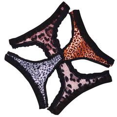 Animal Print Thong for Women with bow
