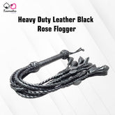 Kaamastra Heavy Duty Leather Black Rose Flogger