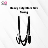 A black sex swing with adjustable straps, cushioned leg openings, and a central connecting strap designed for adult bondage and playful sexual positions.
