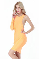 Kaamastra One Sleeve Bold Bandage Dress- Orange