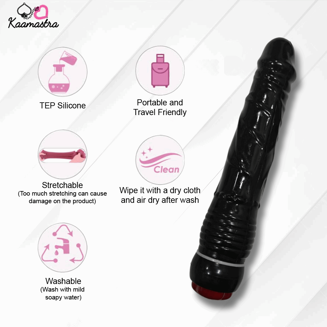Buy Kaamastra Black Silicone Vibrating Dildo | 9-Inch Realistic Buy Kaamastra Black Silicone Vibrating Dildo | 9-Inch Realistic