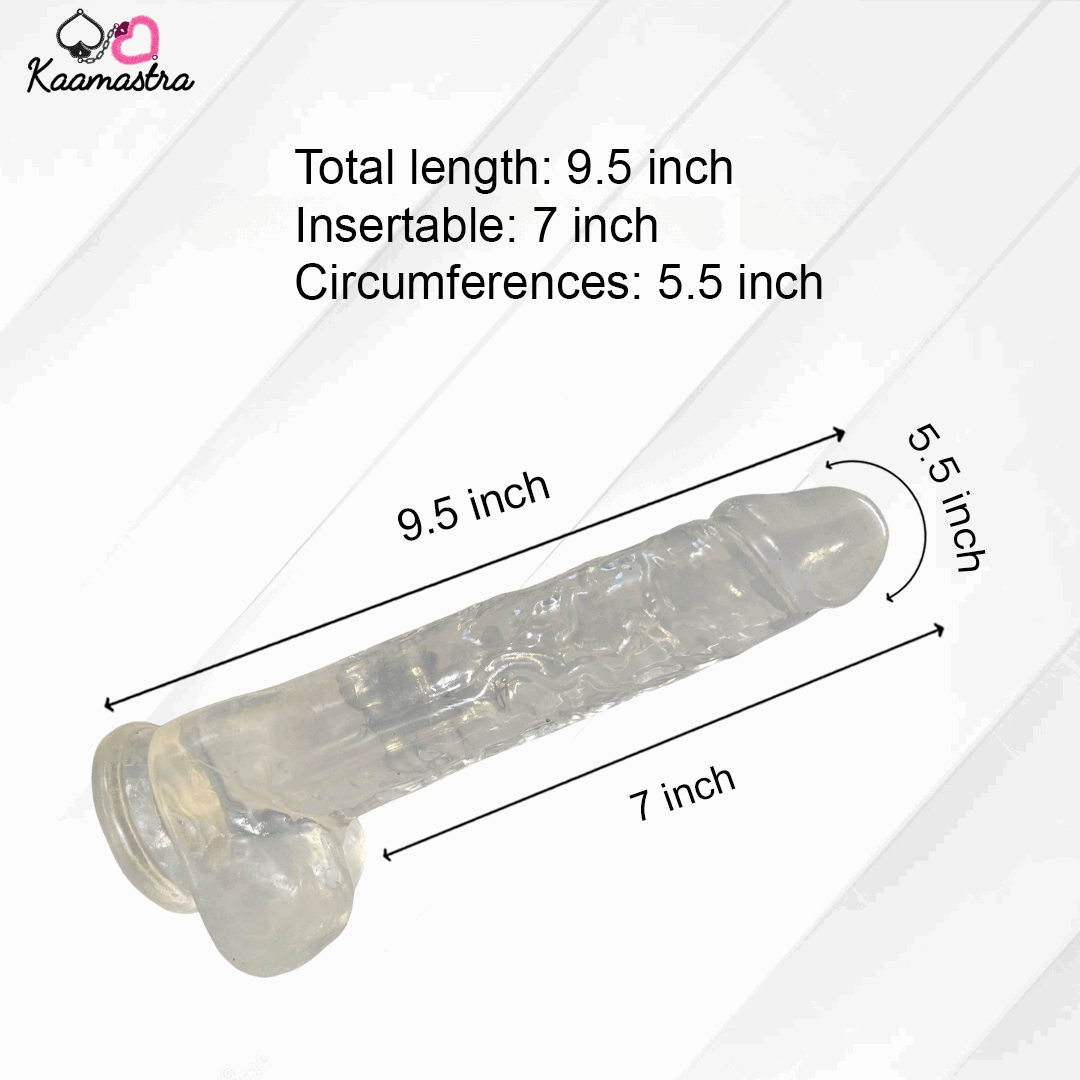 Kaamastra Big Suction Crystal Dildo for Women-Transperent
