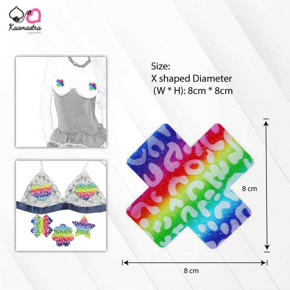Kaamastra Rainbow Glitter X-Shape Nipple Pasty