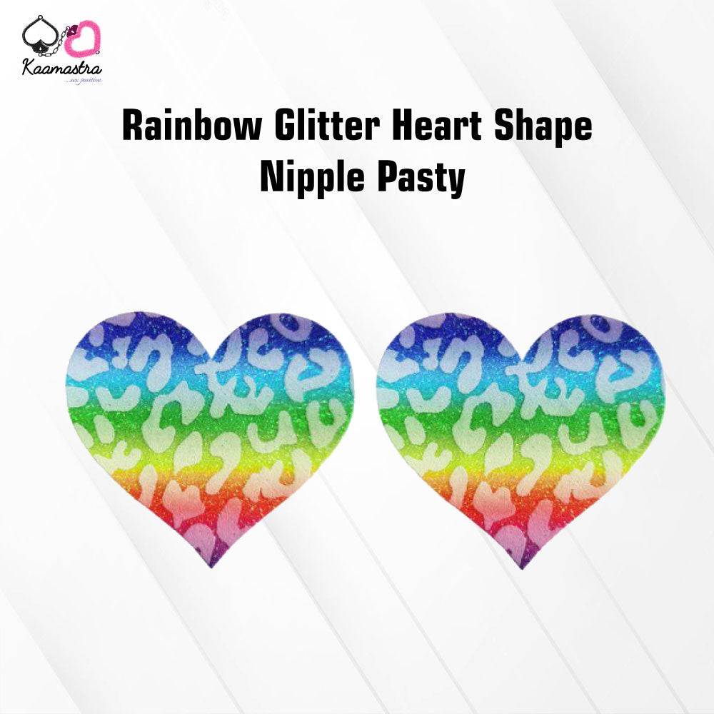 Kaamastra Rainbow Glitter Heart Shape Nipple Pasty