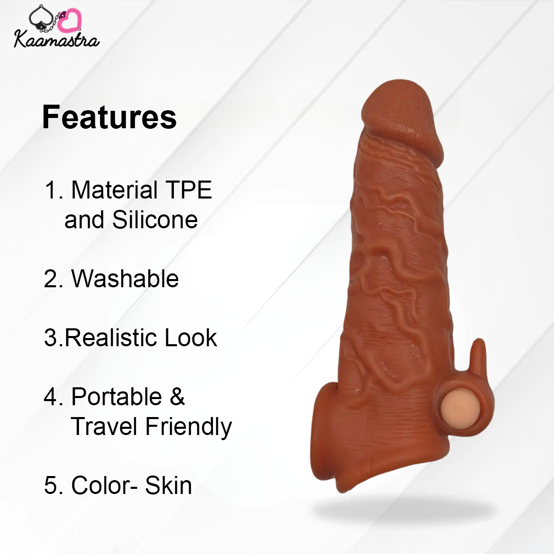 Kaamastra Silicone Brown Penis Sleeve and Extension