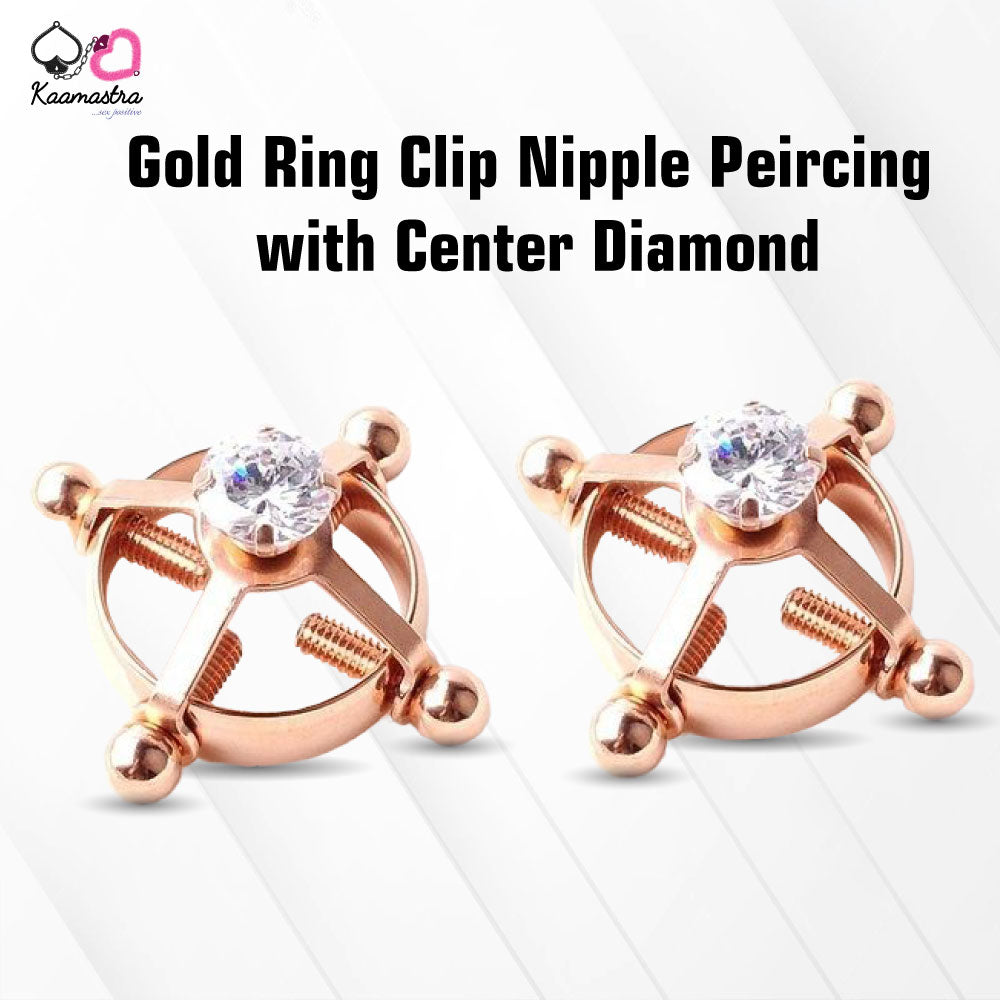 Buy Gold Diamond Nipple Ring - Hypoallergenic faux piercing