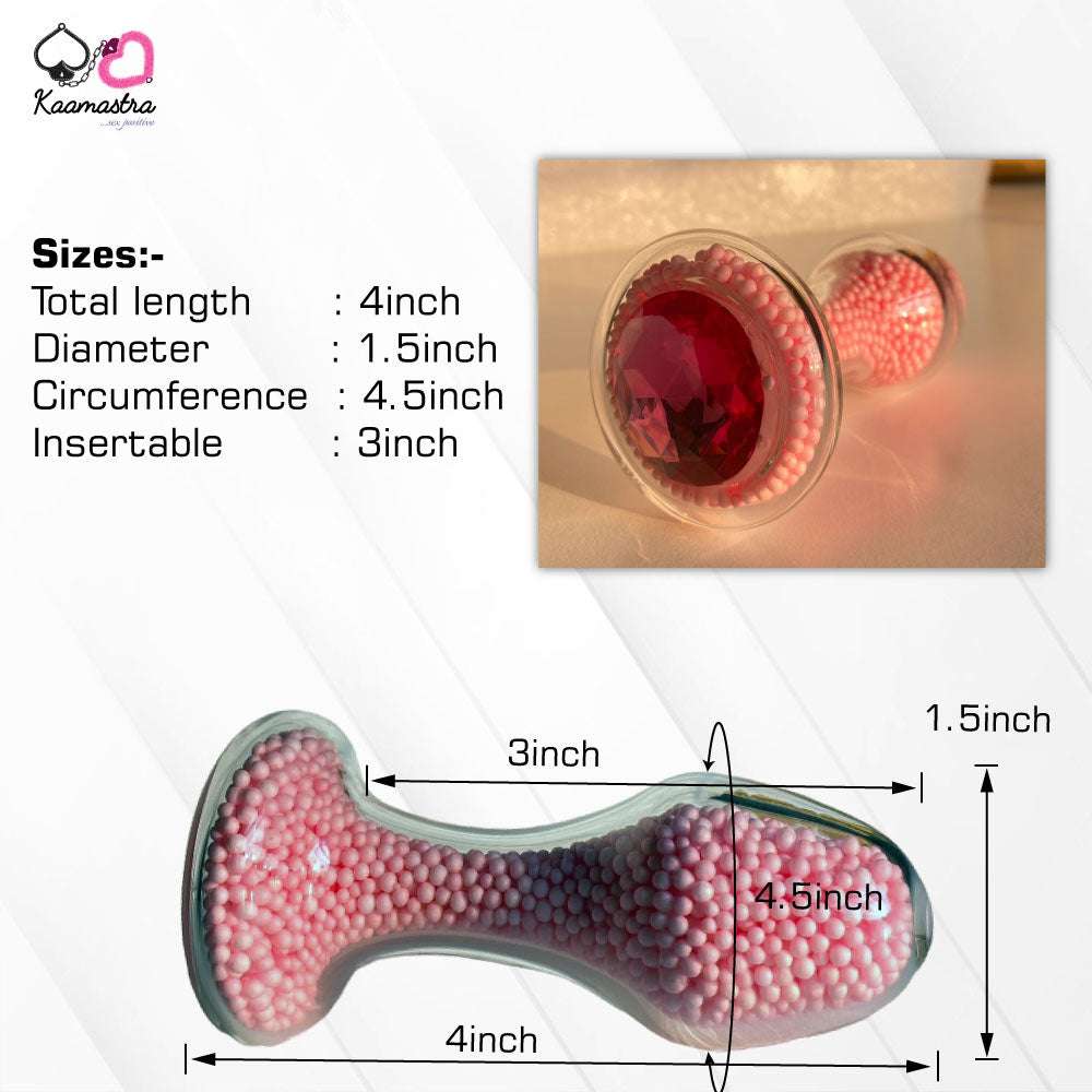 Kaamastra Glass Plug dimensions - 4-inch length with 1.5-inch diameter