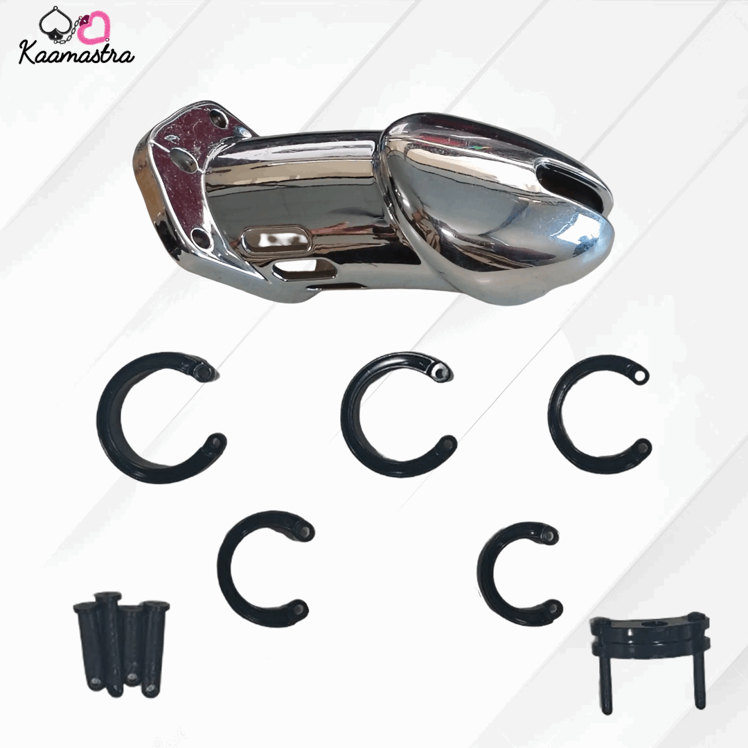Kaamastra Silver Cage Penis Ring Chastity Device Small