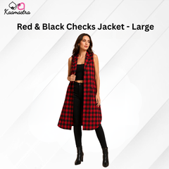 Kaamastra's Red & Black Checks Jacket - Large