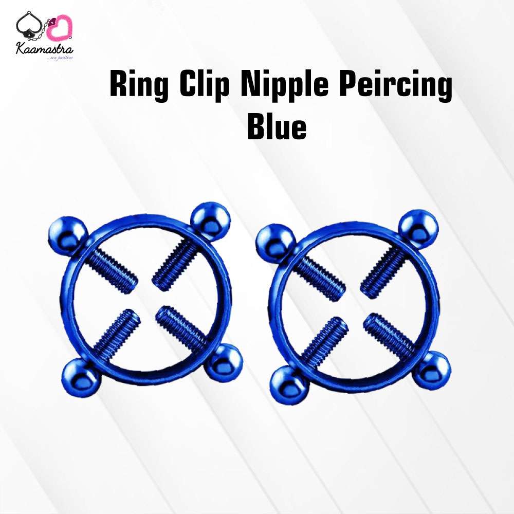Ring clip nipple peircing blue