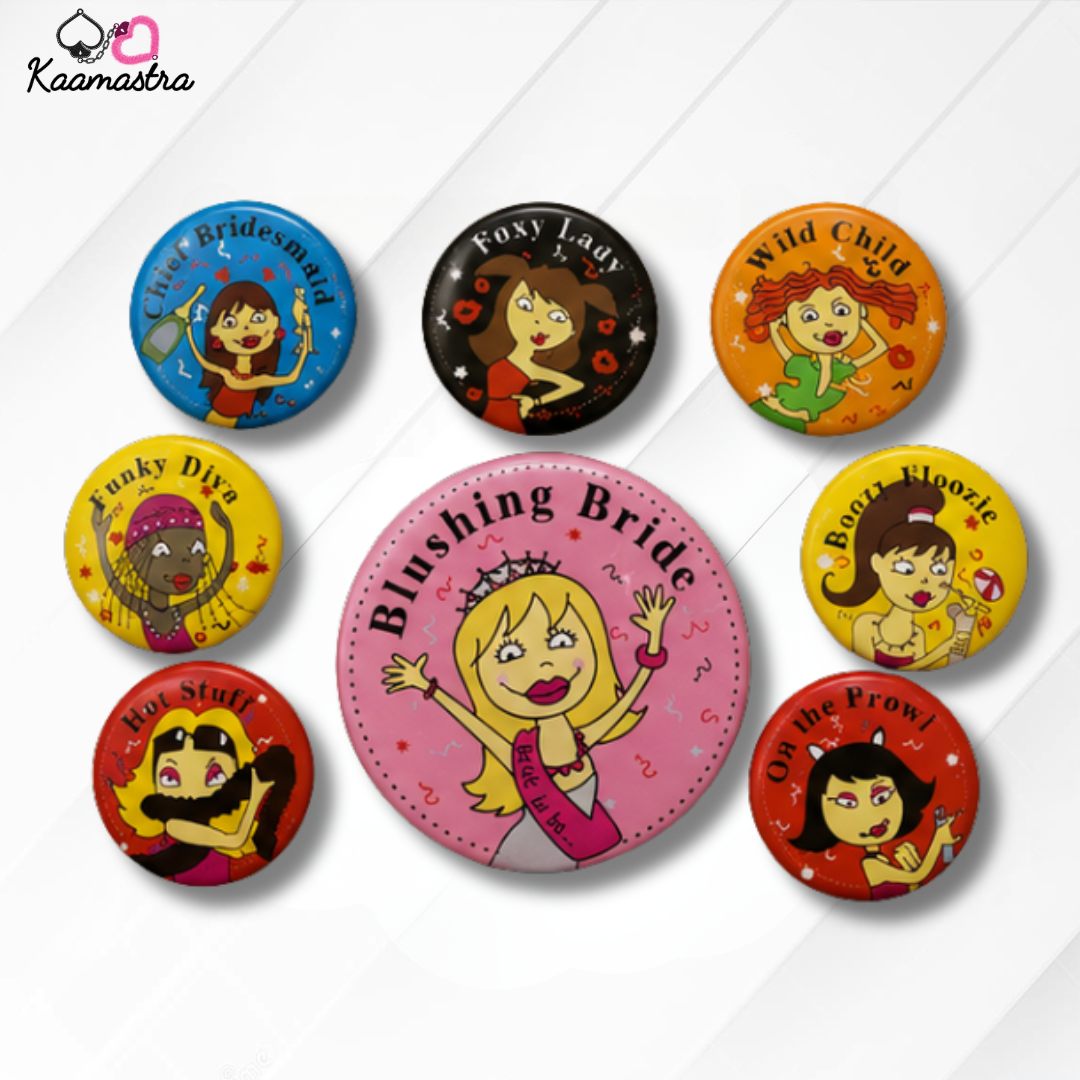 Kaamastra's L Size Ladies Night Badge Set | 8-Piece Party Badge Collection