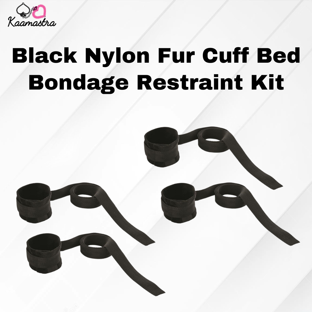 Kaamastra Black Nylon Fur Cuff Bed Bondage Restraint Kit