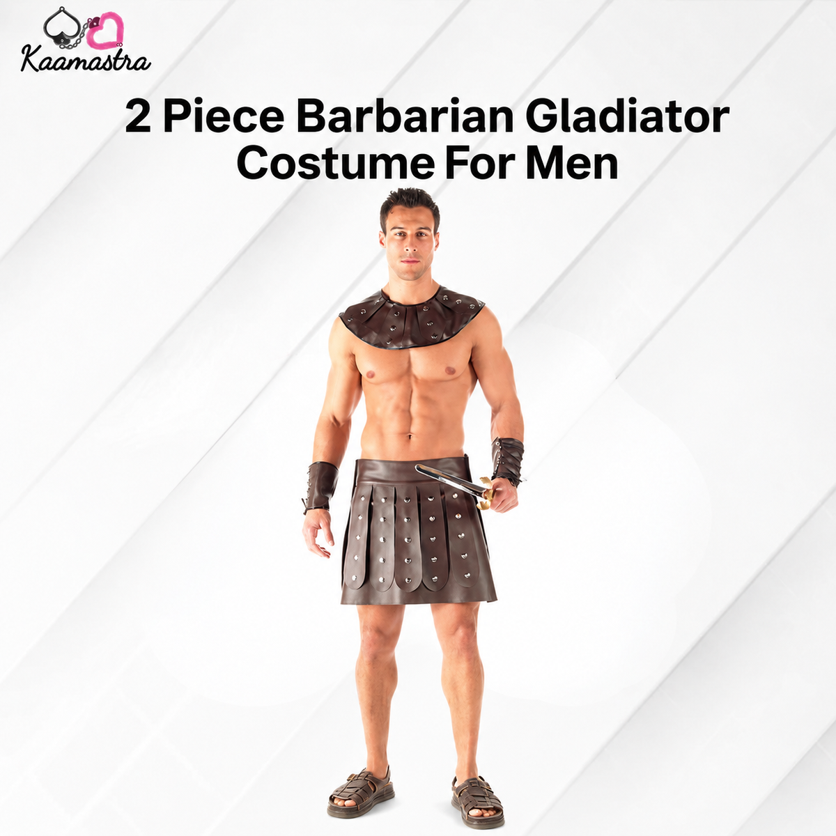 Kaamastra's 2-Piece Barbarian Gladiator Costume for Men - Free Size | Medieval Warrior Style