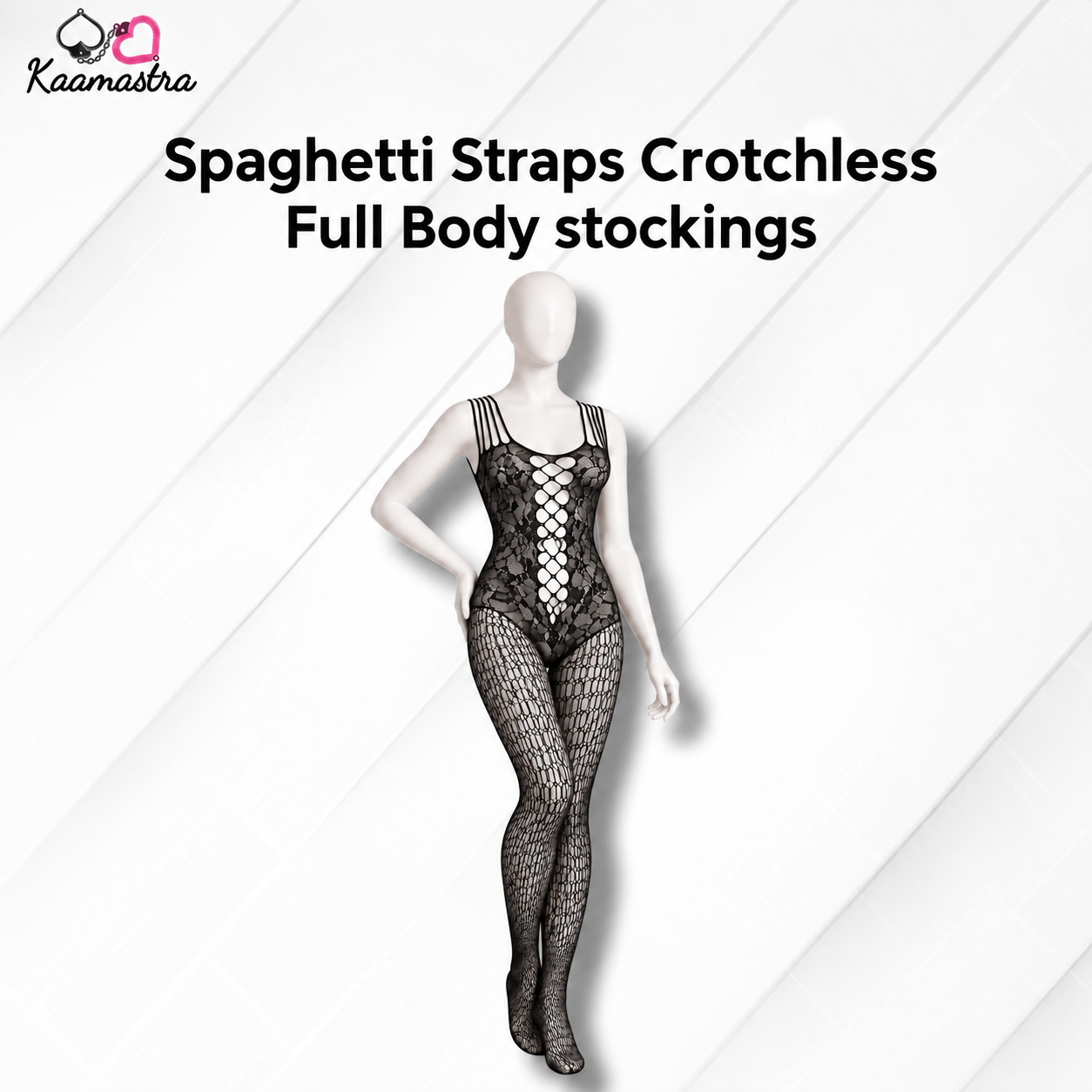 Kaamastra Spaghetti Straps Black Crotchless Body stockings