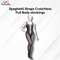 Kaamastra Spaghetti Straps Black Crotchless Body stockings